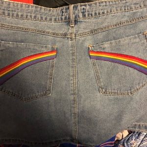 Forever 21 jean skirt with rainbow pockets 2X